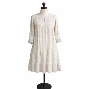 s.Oliver XL Women’s Floral Tiered Lace Yoke Cottagecore Boho Midi Dress READ